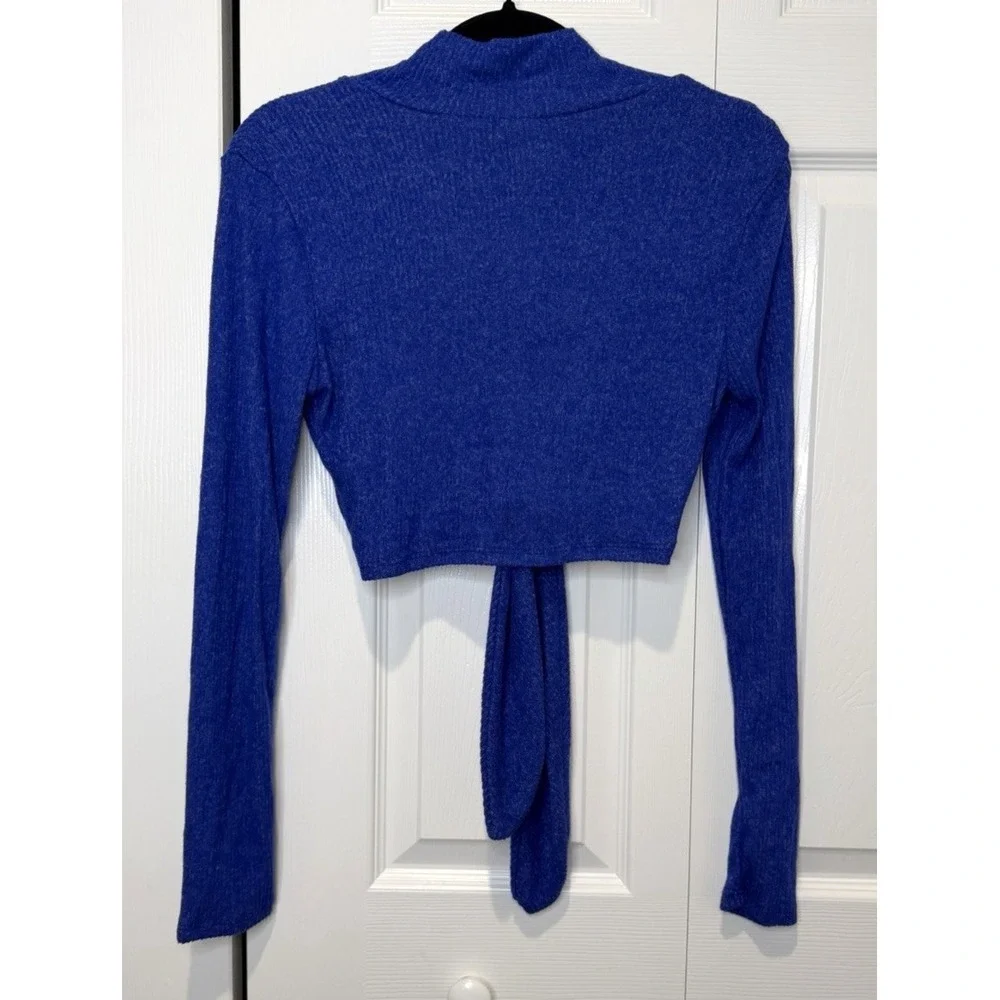 Womens Cropped Open Cardigan‎ Sweater Size S Y2K Tie Front Preppy 90s Indie Soft - Picture 2 of 9